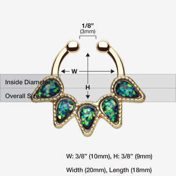 Detail View 1 of Golden Opal Quinary Spear Fake Septum Clip-On Ring-Black